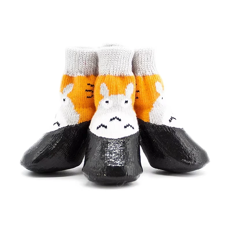 groothandel Dierenkleding MINI honden waterdichte schoen antislip bescherm pootsokken op maat ontwerp ondersteuning oranje 1