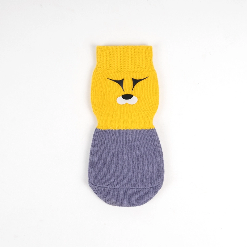 groothandel het hele seizoen ontwerper op maat kleurrijke ademende antislip puppykleding huisdier kat hond katoenen schoenen sokken met pootpatroon grip geel 1