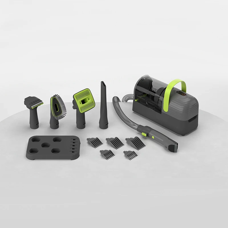 Handheld Multifunctional Pet Trimmer Five-in-One Vacuum Cleaner for Cleaning Shaving Trimming Customizable for Cats Dogs black+green 1