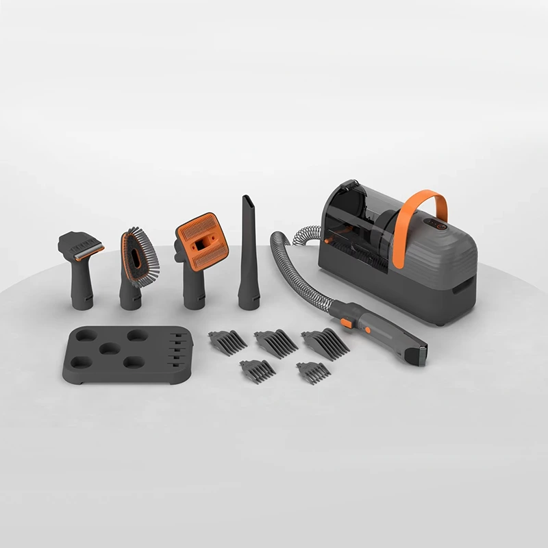 Handheld Multifunctional Pet Trimmer Five-in-One Vacuum Cleaner for Cleaning Shaving Trimming Customizable for Cats Dogs black+orange 1