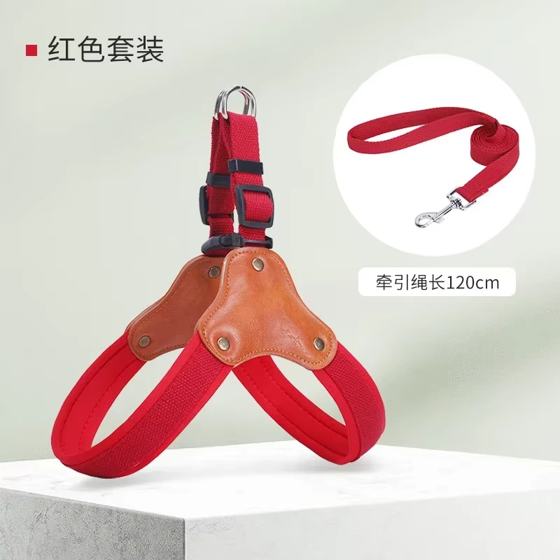 wholesale Adjustable Padded Anti-Break Pet Leashes Dog Harnesses for Medium to Large Dogs red 1