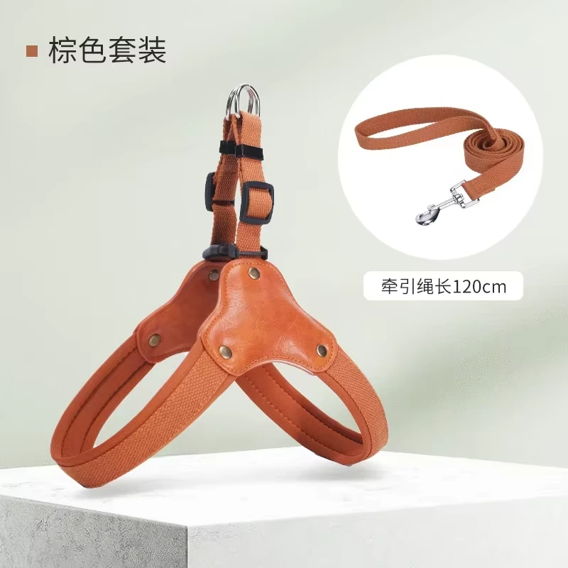wholesale Adjustable Padded Anti-Break Pet Leashes Dog Harnesses for Medium to Large Dogs brown 1
