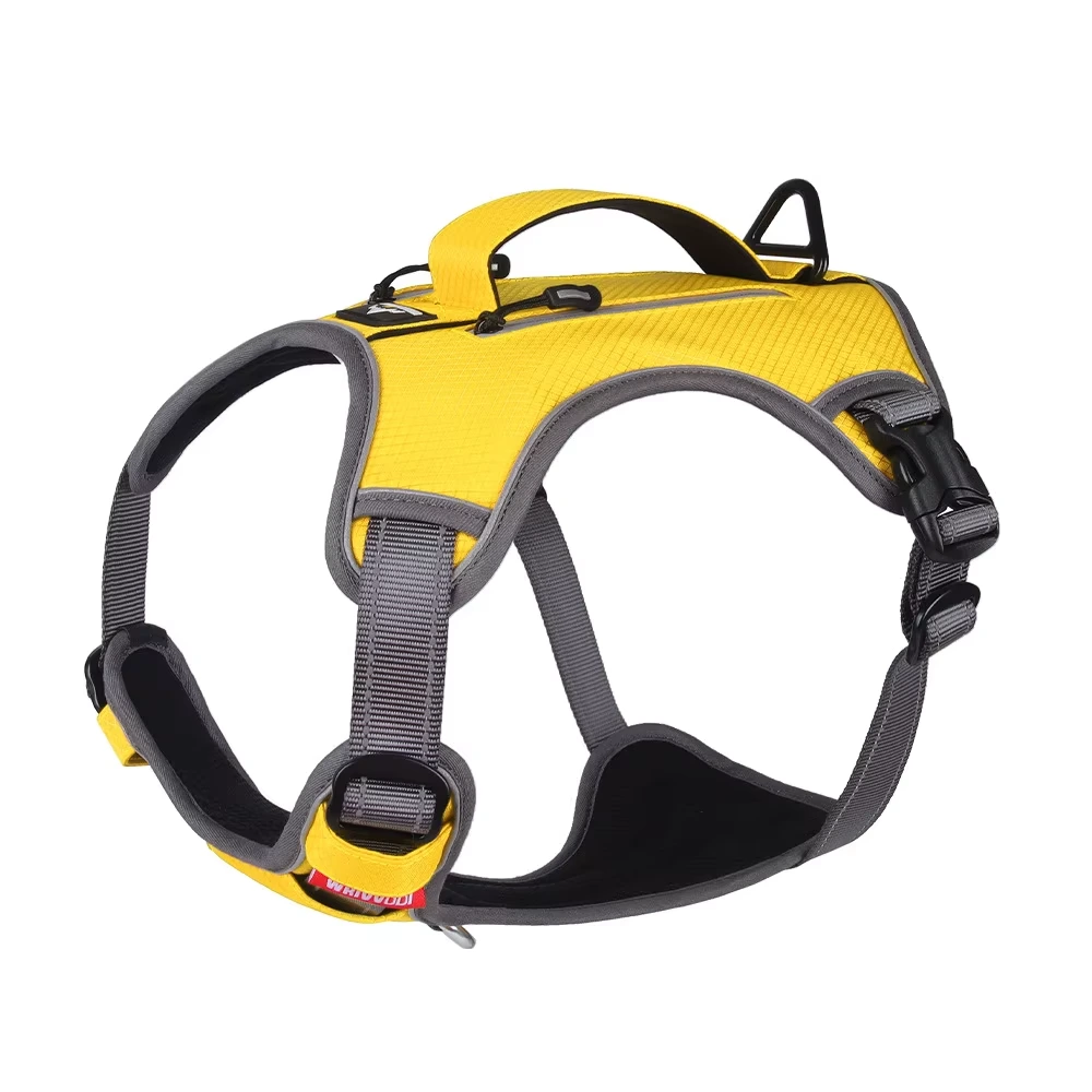 wholesale Adjustable Reflective Dog Pet Backpack Harness Dog Strap for Safe Travel yellow 1