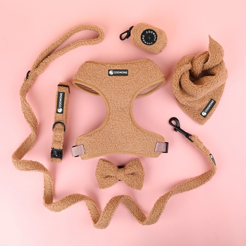 wholesale Teddy Dog Harness Set Luxury Designer Personalized Dog Collars And Matching Leashes Rubber Logo brown 1