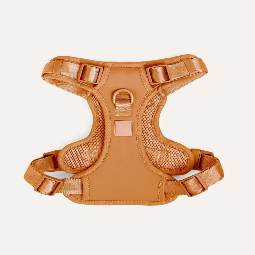 wholesale Custom Adjustable No Pull Breathable Soft Air Mesh Dog Harness Wholesale Dog Collar Front Clip Easy Control Harness  brown 1