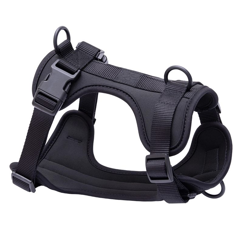 wholesale China Factory-Made Large Dog Harness Fashion Sport Soft Comfortable Breathable Neoprene Adjustable black 1