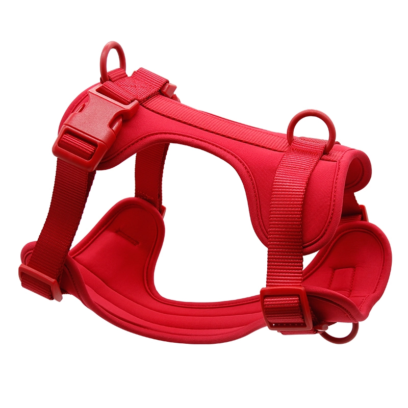 wholesale China Factory-Made Large Dog Harness Fashion Sport Soft Comfortable Breathable Neoprene Adjustable red 1