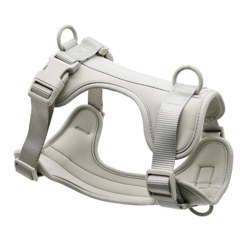 wholesale China Factory-Made Large Dog Harness Fashion Sport Soft Comfortable Breathable Neoprene Adjustable grey 1