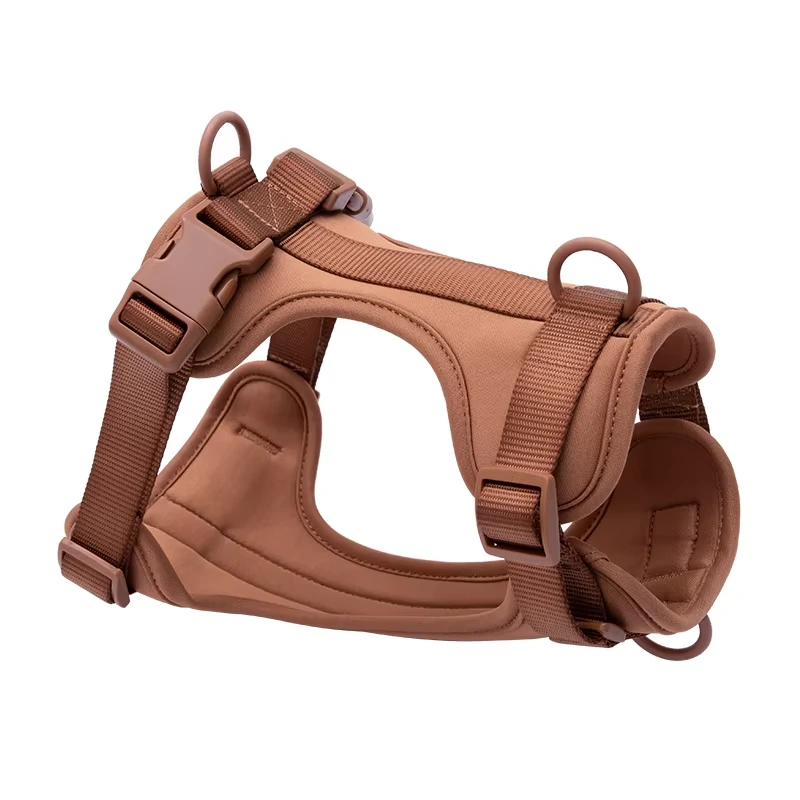 wholesale China Factory-Made Large Dog Harness Fashion Sport Soft Comfortable Breathable Neoprene Adjustable brown 1