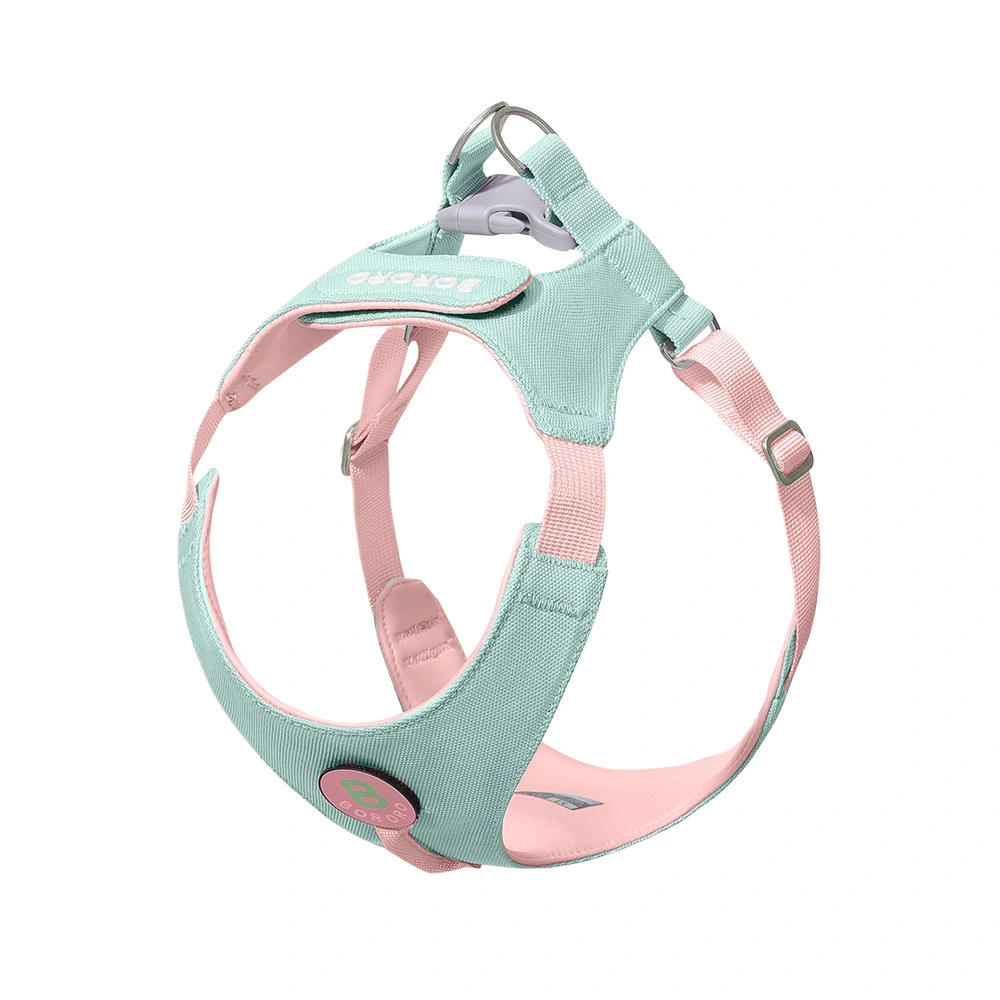 wholesale mixed Color Comfortable Pet Harness Adjustable Dog Harness With Patches pink+green 1
