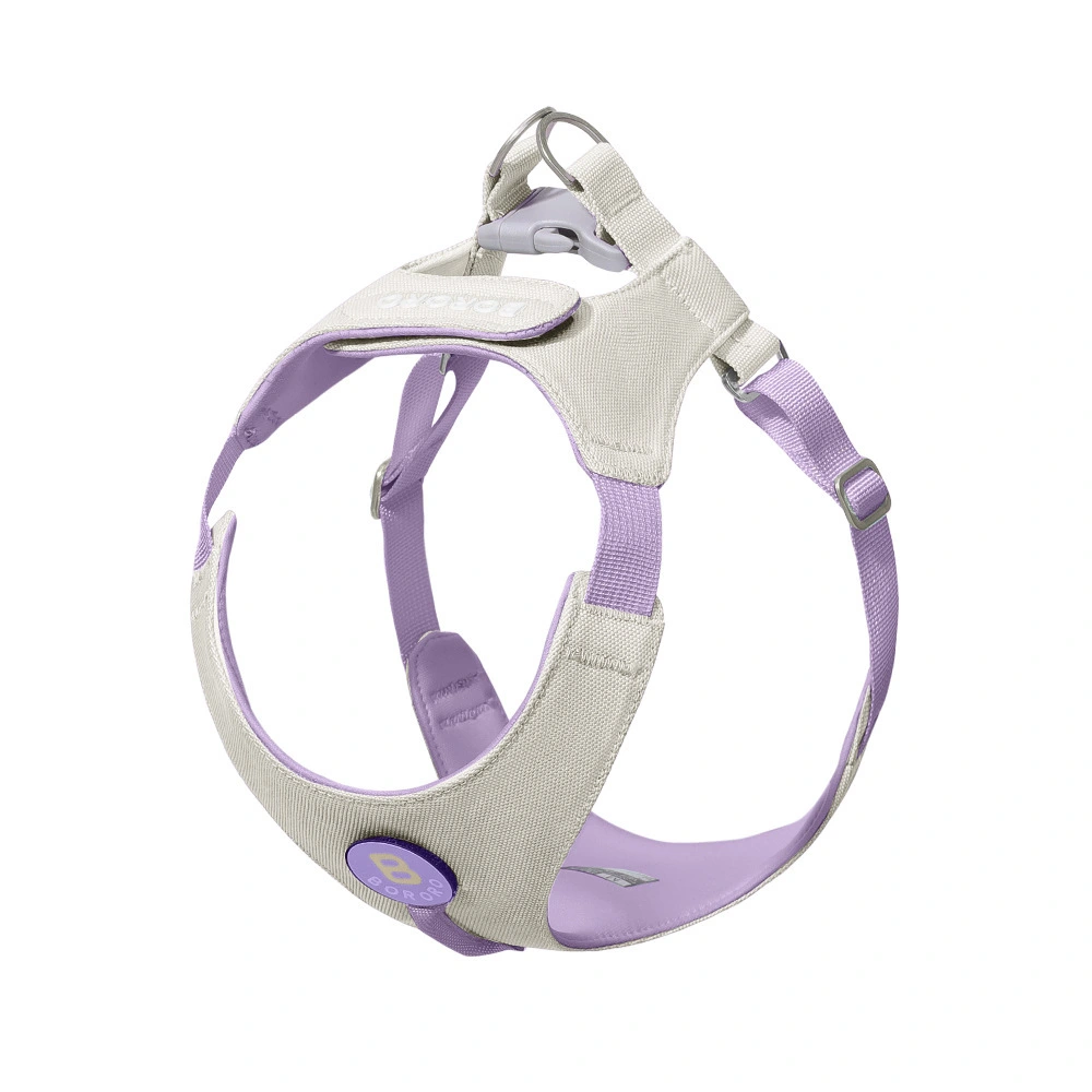 wholesale mixed Color Comfortable Pet Harness Adjustable Dog Harness With Patches grey+purple 1