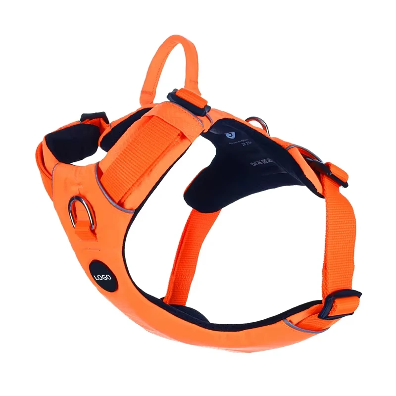 wholesale Adjustable Designer Reflective Waterproof Small Large No Pull Dog Harness Vest Luxury Pet Vest Custom orange 1