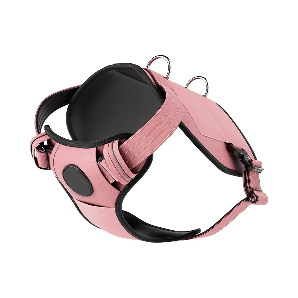 wholesale  Soft Padding Metal Buckles And Handle Adjustable Tactical Dog Harness For Small Medium Large Dogs pink 1