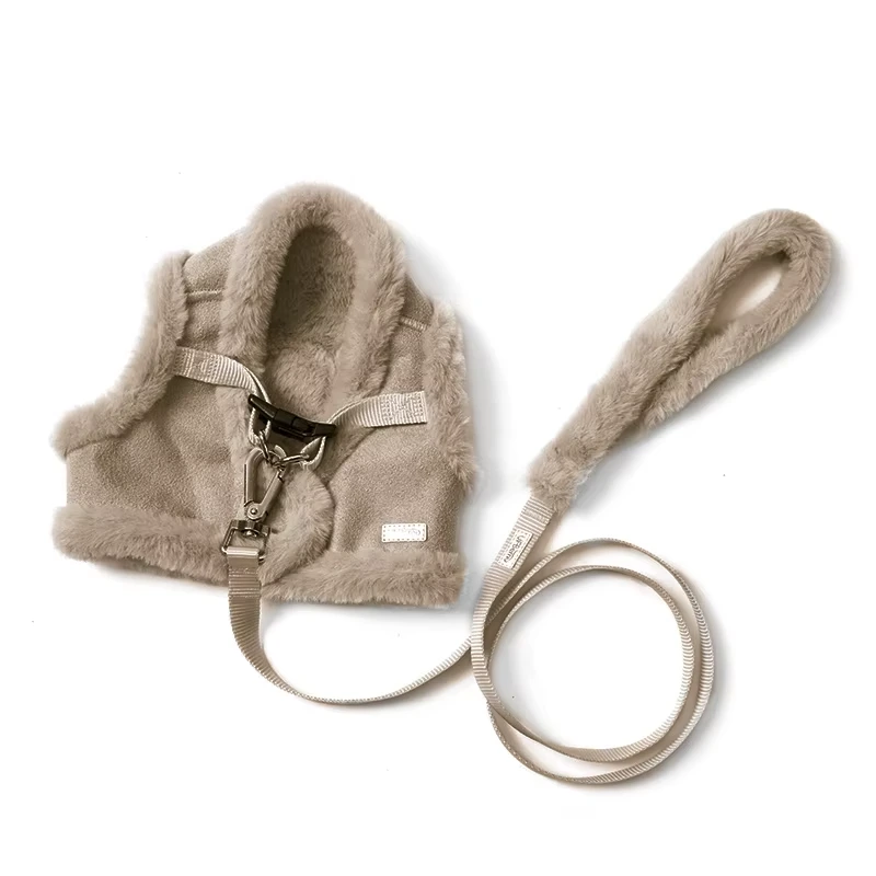 wholesale winter warm pet vest harness essential dog harnesses pet chest and back dark brown 1