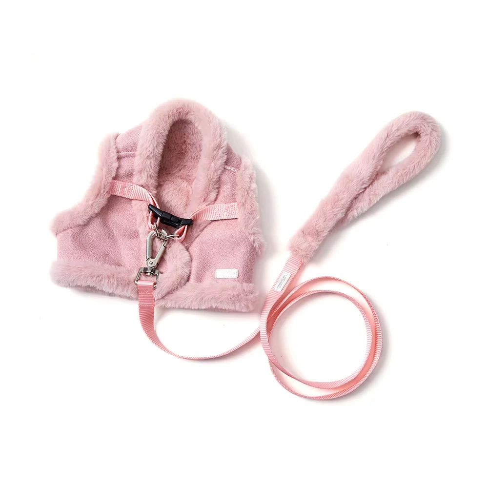 wholesale winter warm pet vest harness essential dog harnesses pet chest and back light pink 1