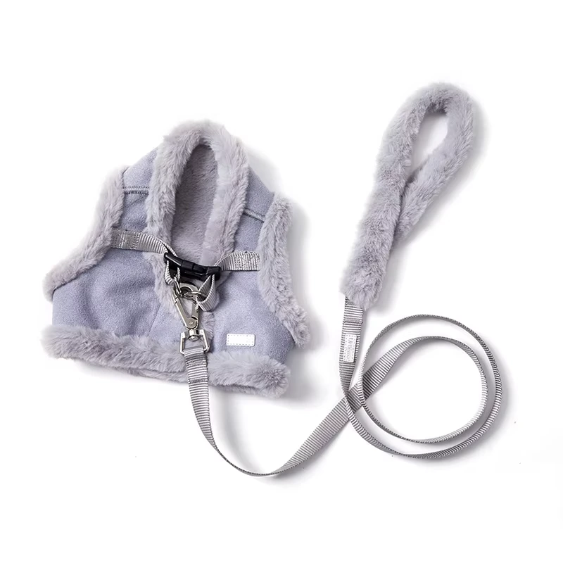 wholesale winter warm pet vest harness essential dog harnesses pet chest and back light purple 1