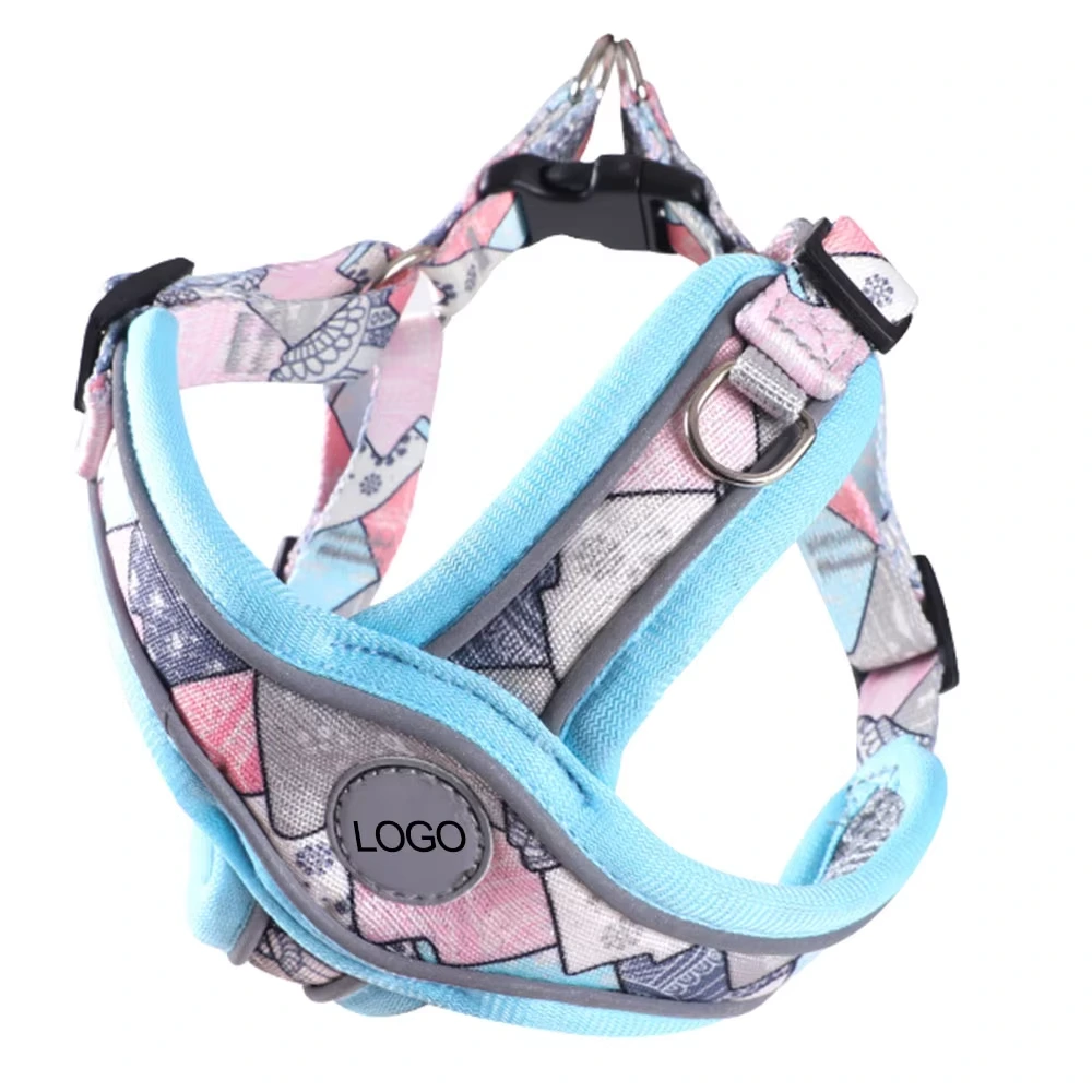 wholesale Breathable Polyester Adjustable Comfortable No-Pull Pet Harness for Outdoor Walking, Training for Small Dogs blue 1