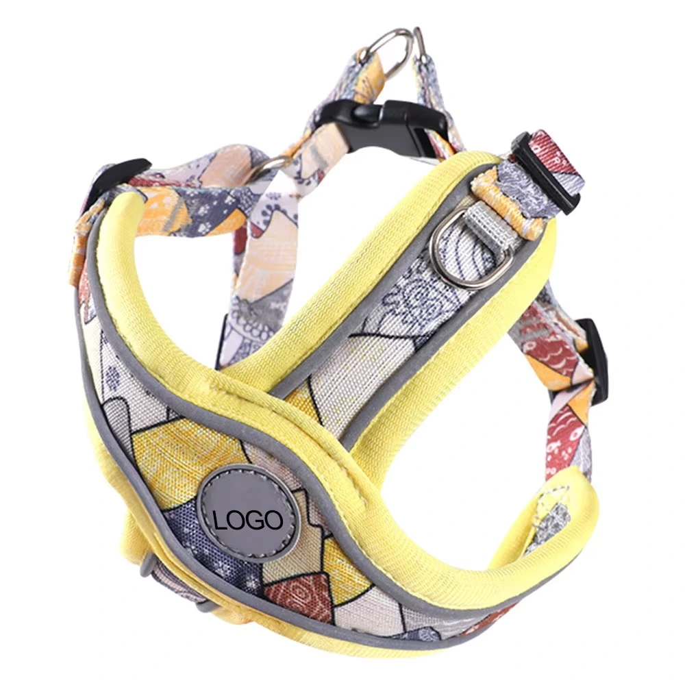 wholesale Breathable Polyester Adjustable Comfortable No-Pull Pet Harness for Outdoor Walking, Training for Small Dogs yellow 1