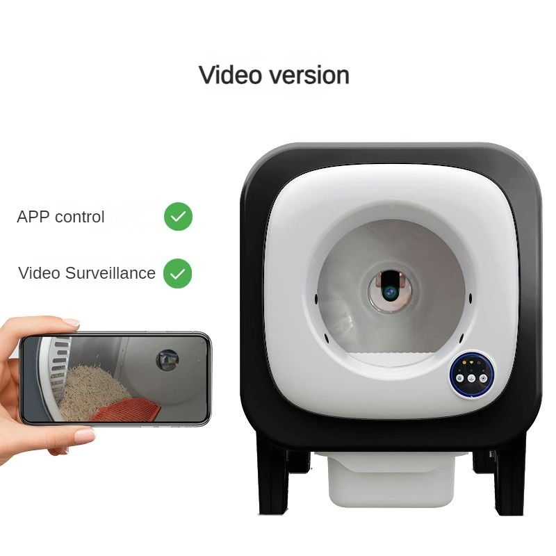wholesale New 72L Large Capacity Smart Self-Cleaning Cat Toilet with Fresh Air Odor Controlwith APP Control and Video Surveillance black 1
