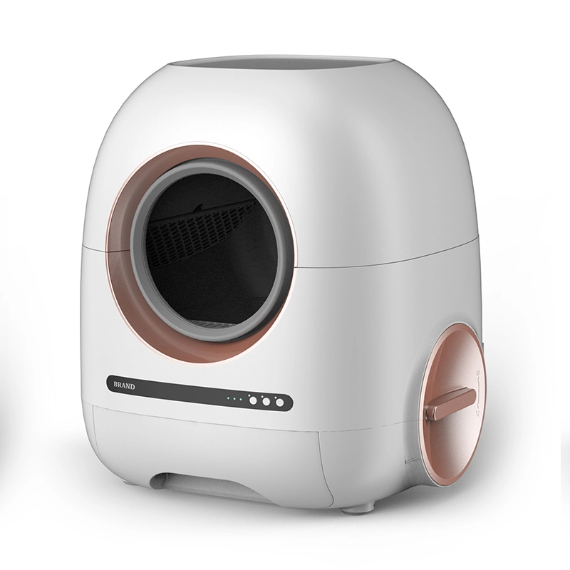 Venta al por mayor WiFi inteligente Control remoto bandeja de arena para gatos autolimpieza caja de arena para gatos inodoro inteligente para gatos completamente automático marrón + blanco 1
