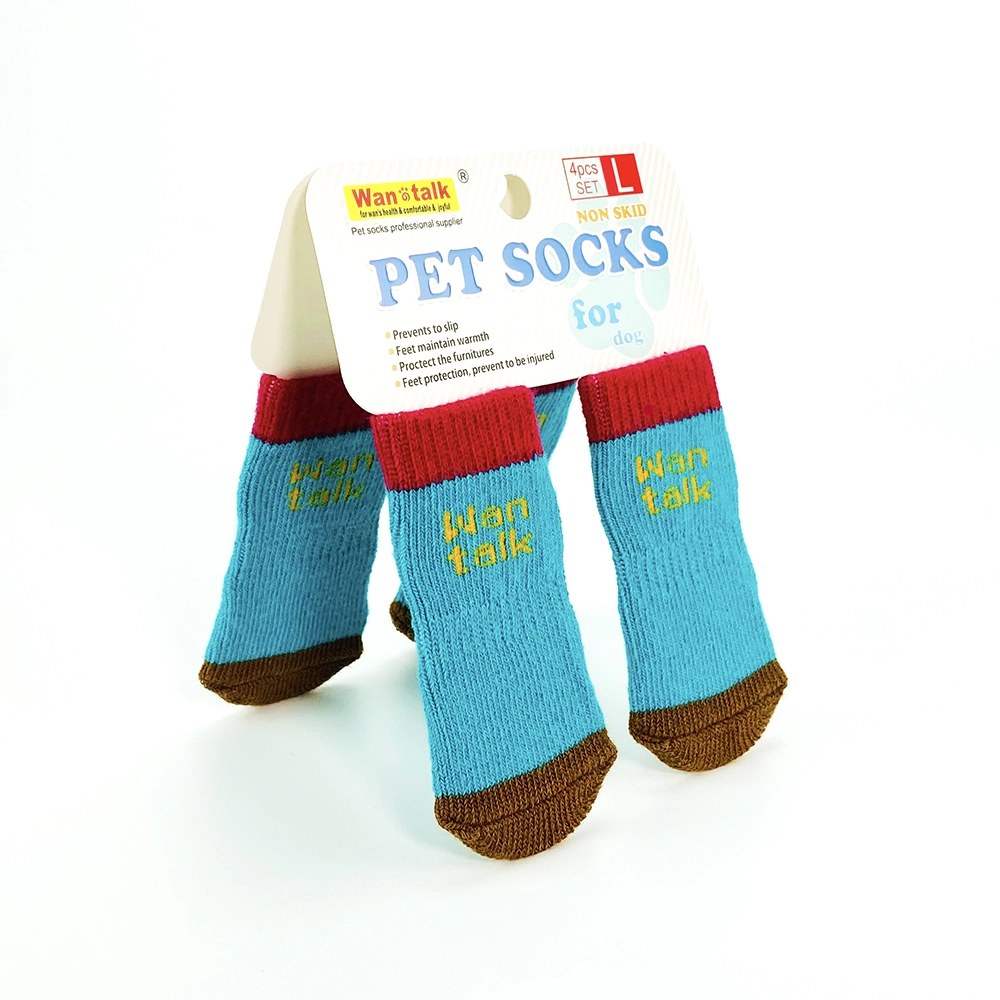 groothandel huisdier antislip gebreide hondensokken katoenkwaliteit voor kleine honden katten binnen wandelen blauw 1