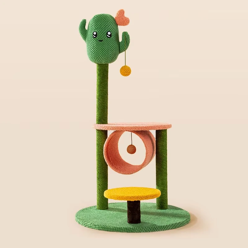 Wholesale Cat Tree 2023 New Design Green Cactus Flower Cat Tree High Quality Sisal Cat Scratching Tree House 3 1