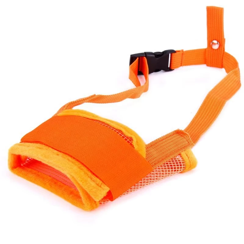 wholesale Breathable Pet Muzzle Soft Large Dog Barking Mask Mouth Cover Dog Safety Muzzlem orange 1