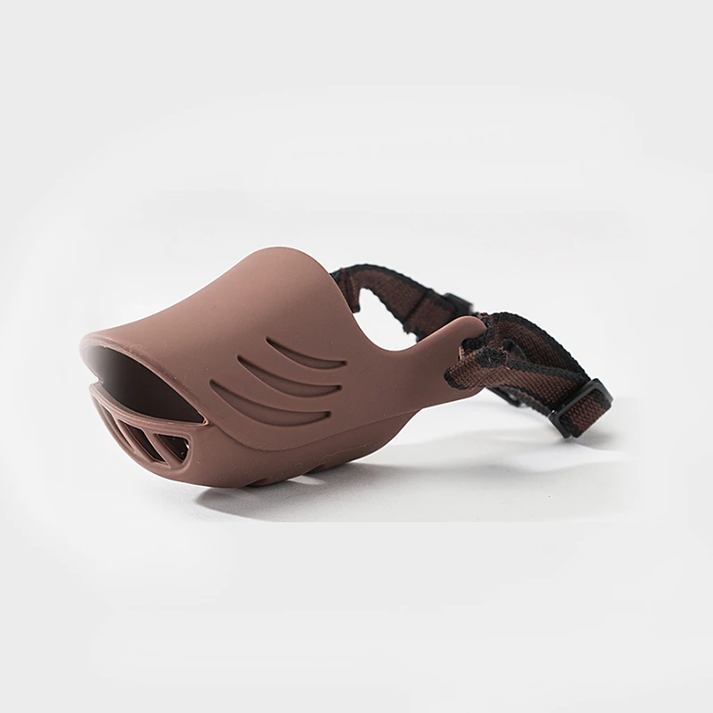 wholesale Prevent Barking Biting Chewing Snout with Adjustable Strap Soft Duck Shape Silicone Mouth Cover Anti-Biting Dog Muzzle brown 1