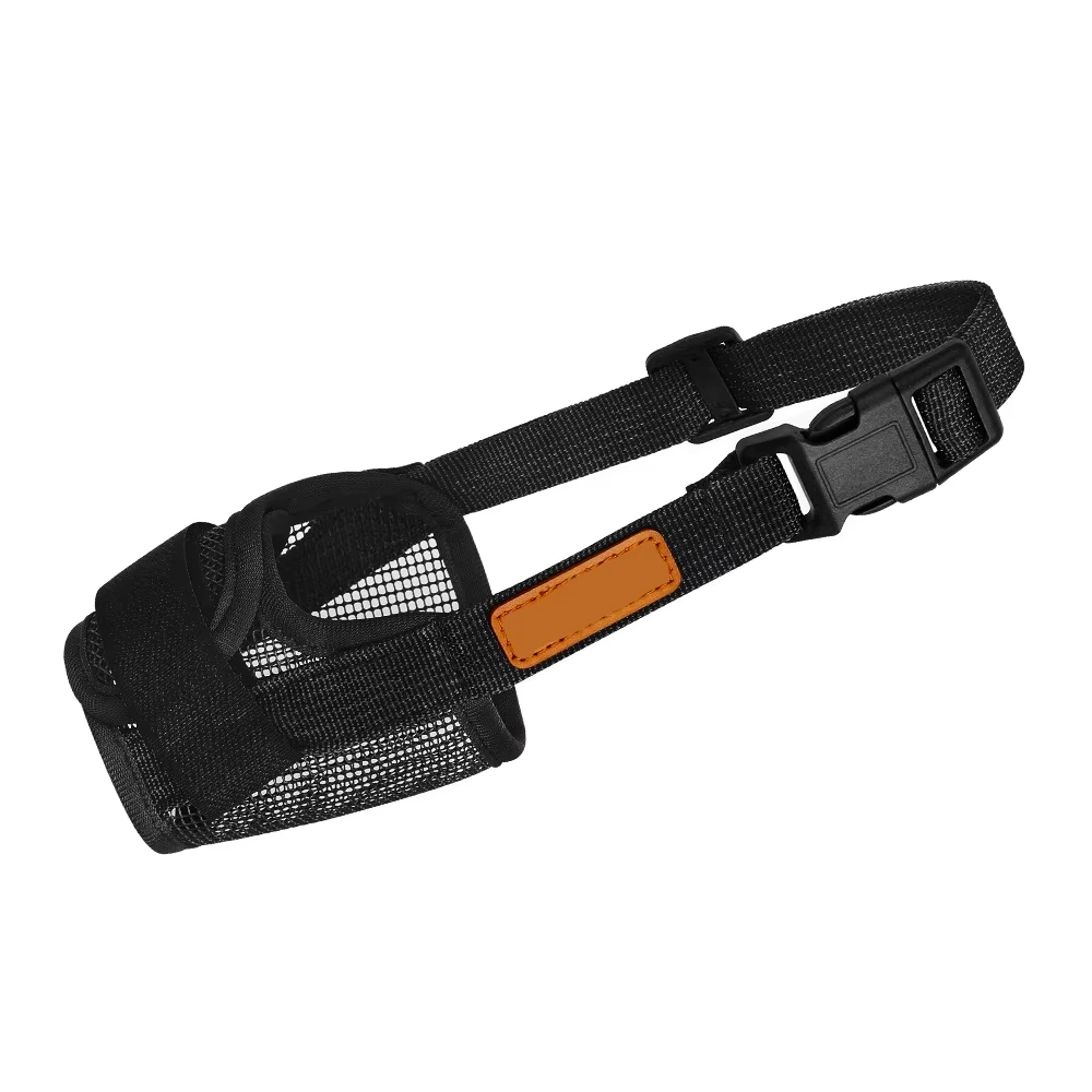 wholesale Cubierta para la boca del perro Seguridad Suave Correas ajustables Malla Transpirable Bozal para perros Mascota Bozal de malla para perros negro 1