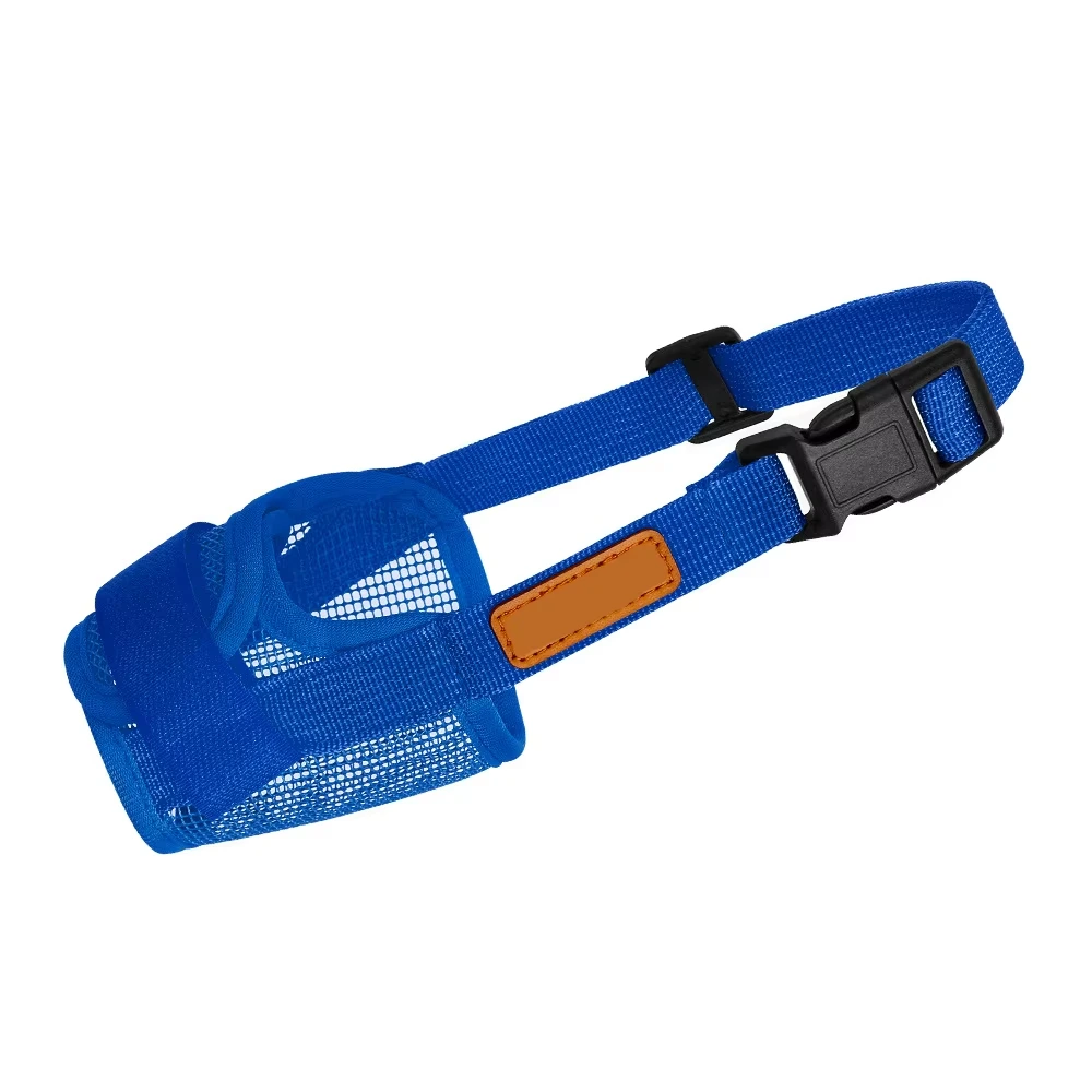 groothandel Hond Mond Cover Veiligheid Zachte Verstelbare Bandjes Mesh Ademend Hond Snuit Hond Mesh Snuit blauw 1
