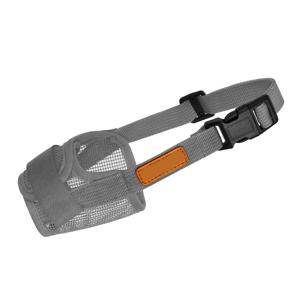 wholesale Dog Mouth Cover Safety Soft Adjustable Straps Mesh Breathable Dog Muzzle Pet Dog Mesh Muzzle grey 1