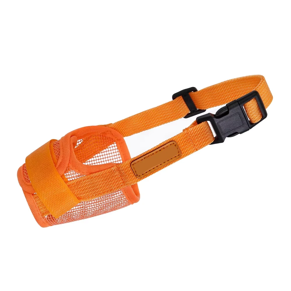 groothandel Hond Mond Cover Veiligheid Zachte Verstelbare Bandjes Mesh Ademend Hondensnuit Hond Mesh Snuit-oranje 1
