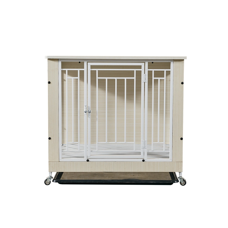 wholesale Modern Indoor Solid Wood Dog Puppy Pet Cages Crates For Large Dogs Customized Wooden Dog Crate Kennel House white 1