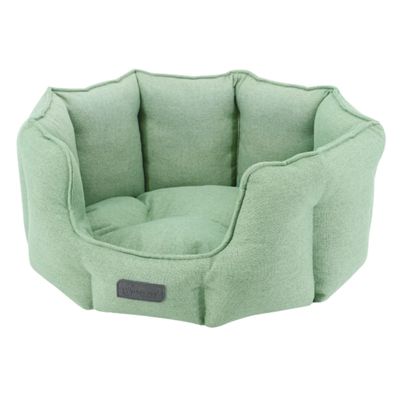 wholesale Candy Color oval pet bed household pet bed round cat house calming luxury dog bed green 1