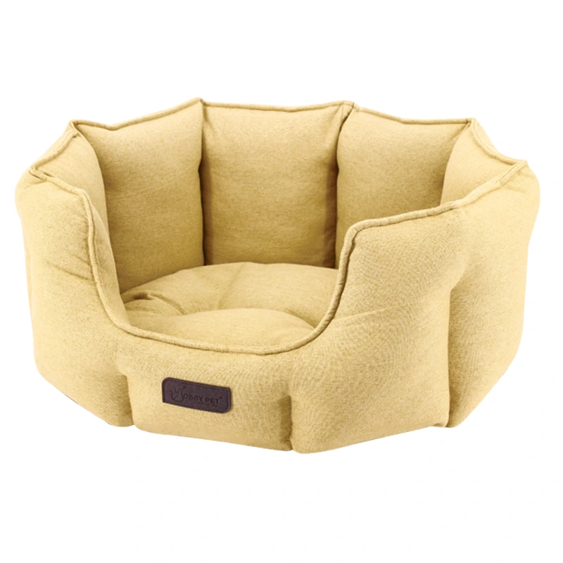wholesale Candy Color oval pet bed household pet bed round cat house calming luxury dog bed yellow 1