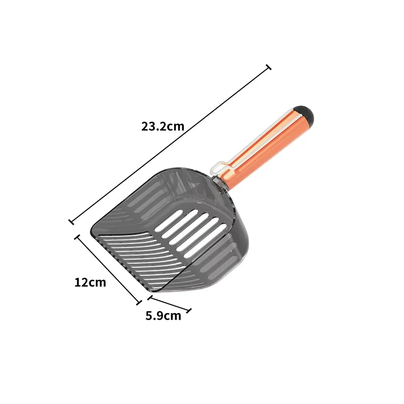 Wholesale Cat Litter Scoop with Clip Rough Handle Large Poop Pickup Cat Feces Separation Cleaning Scoop orange 1