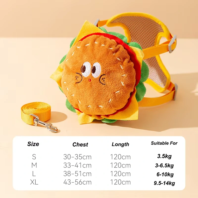 wholesale Adjustable Soft Padded Colorful New Design dog Harness Safety Harnesses Backpack Pet Harnesses hamburger style 1