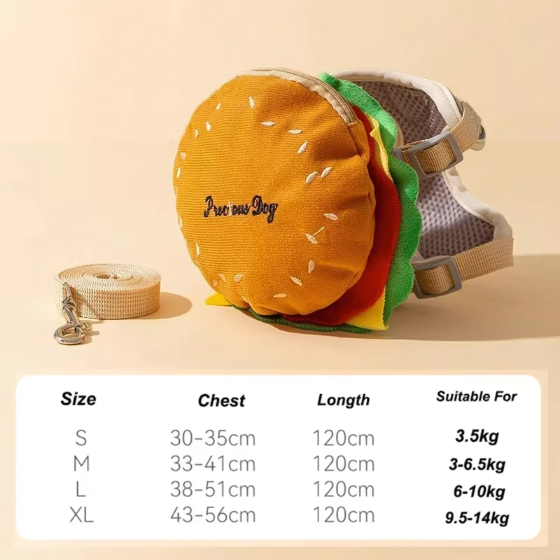 wholesale Adjustable Soft Padded Colorful New Design dog Harness Safety Harnesses Backpack Pet Harnesses hamburger style1 1
