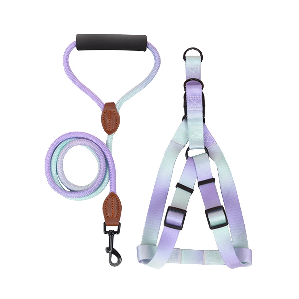wholesale High Quality Nylon No-Pull Pet Leash Pet Harnesses green&purple 1