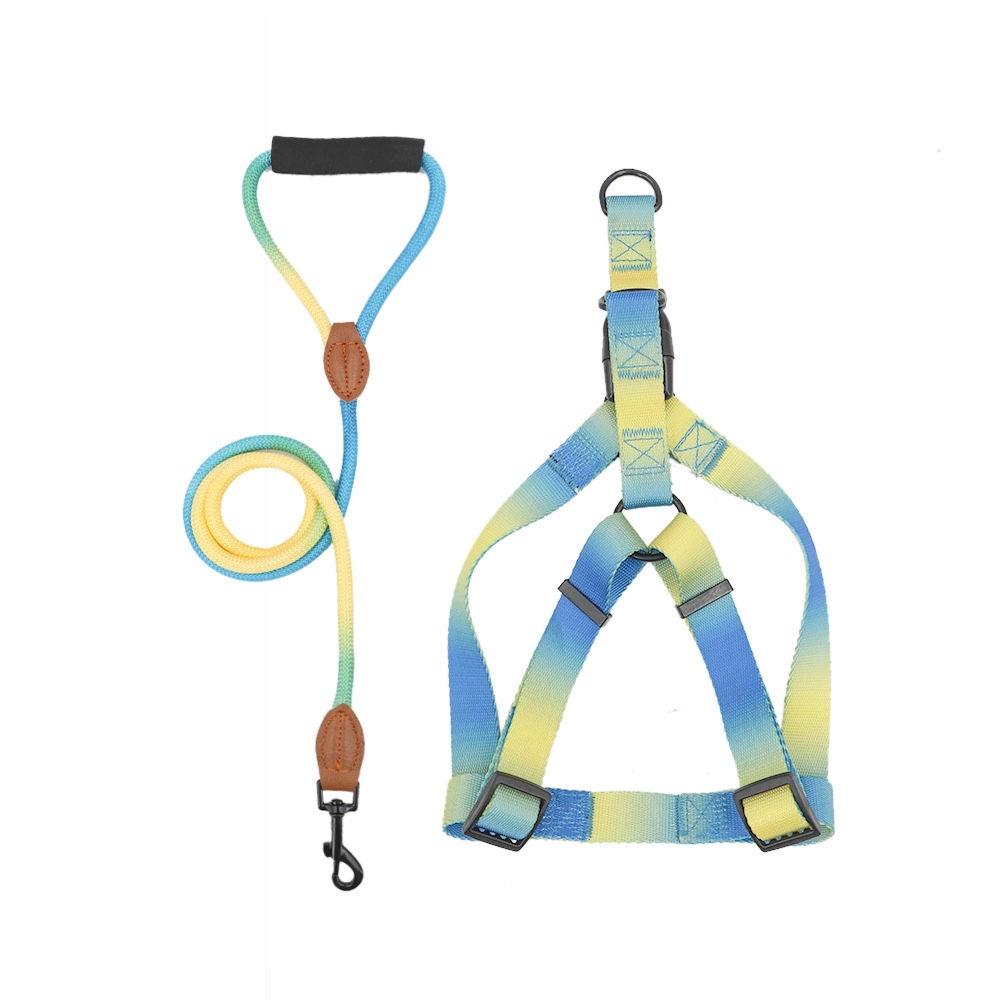 wholesale High Quality Nylon No-Pull Pet Leash Pet Harnesses green&blue 1