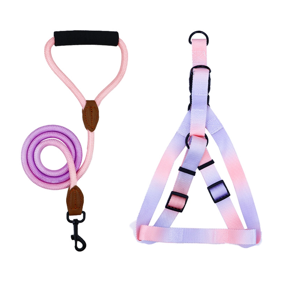 wholesale High Quality Nylon No-Pull Pet Leash Pet Harnesses pink&purple 1