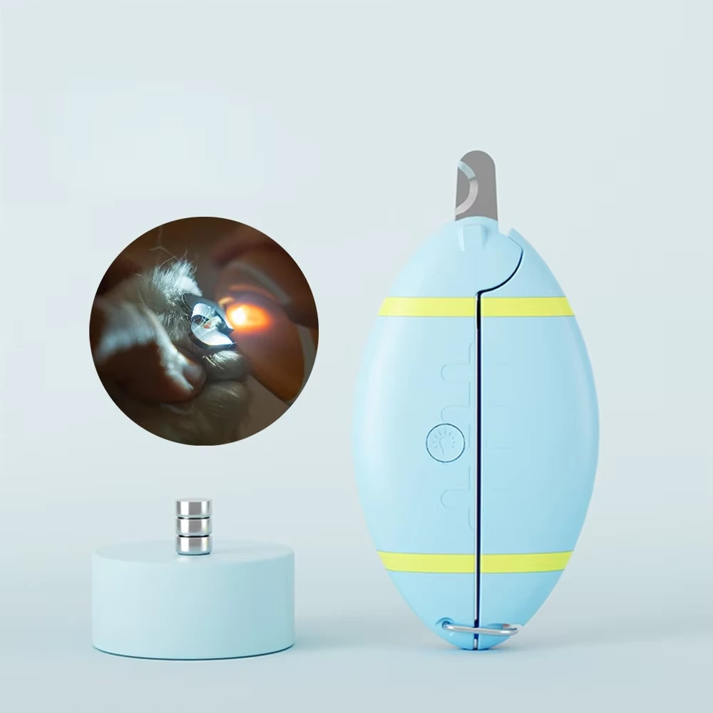 Wholesale Professional Pet Nail Clipper with 2 Mode LED Light Rugby Cat Dog Nail Trimmers Puppy Kitten Claw Care blue 1