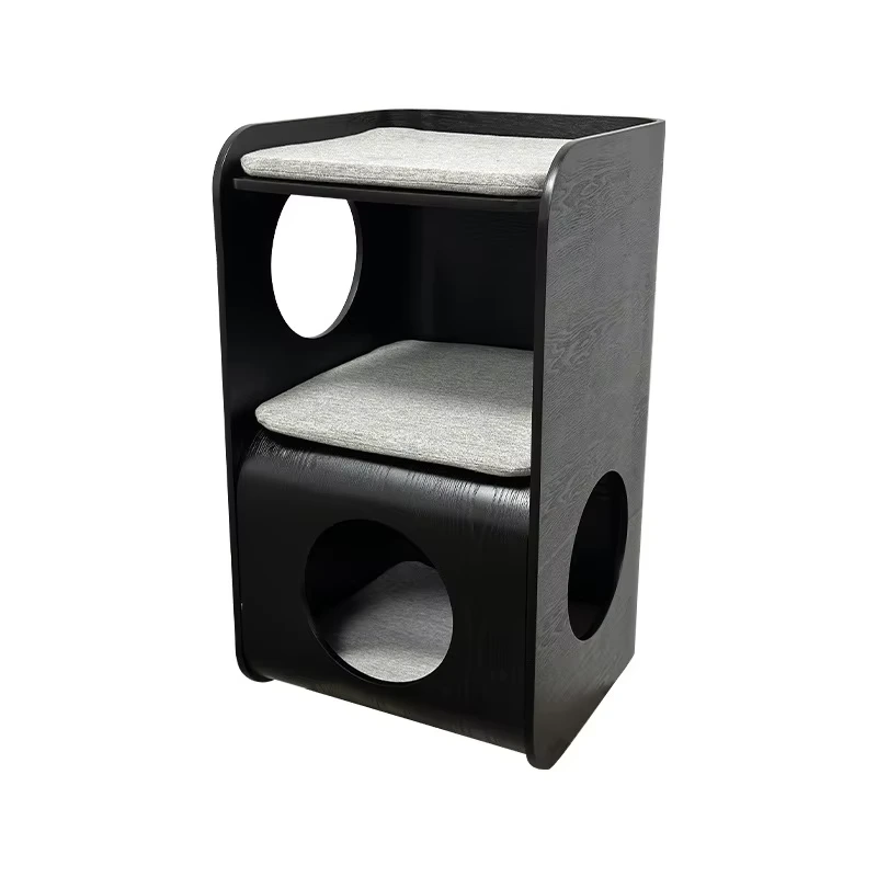 groothandel Multifunctioneel huisdiermeubilair Houten kattenbed Huis Kattenbed Huis Kattengrotbed Nest zwart 1
