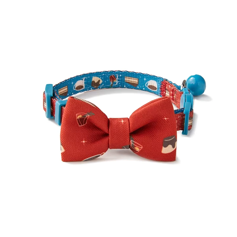 wholesale new design style personalized design safety buckle separation belt bell pet collar cat collar red 1