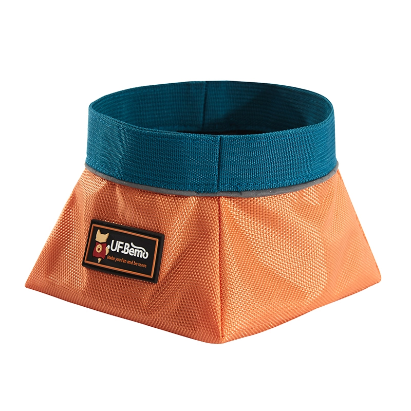 Wholesale Custom Foldable Collapsible Portable Blue Green Pet Water Bowl Dog Bowl orange 1