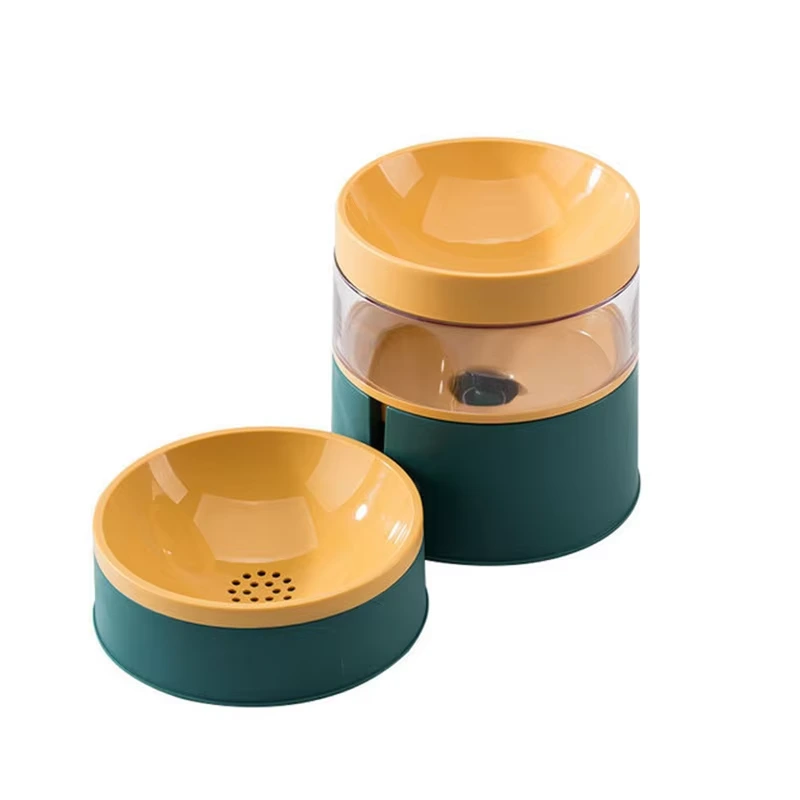 groothandel Pet Bowl Automatische Feeder Hond Kattenvoer Potten Met Waterdispenser Huisdieren Benodigdheden Voor Katten Honden geel 1