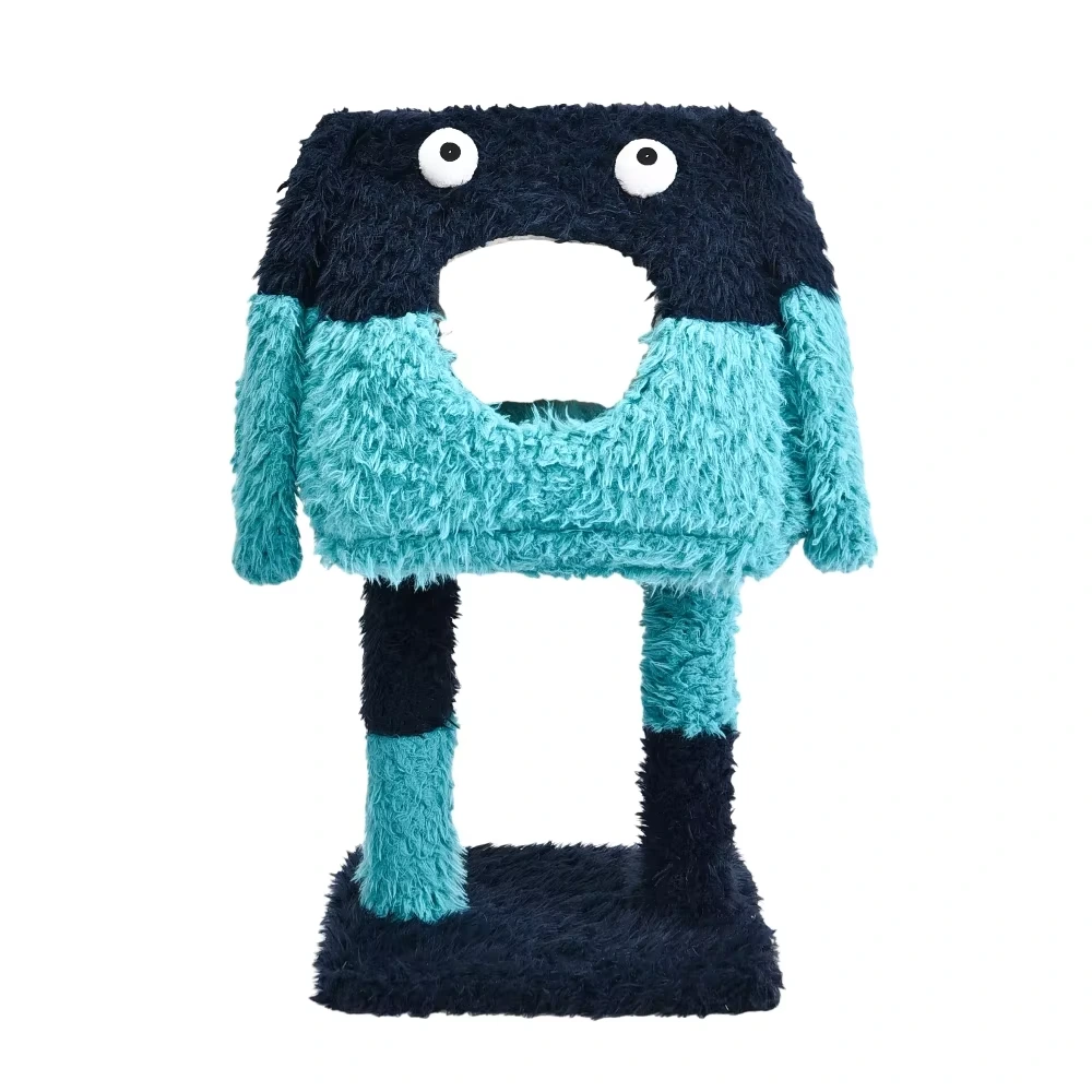 wholesale Bright Colors Funny Dumb Monster 4 Usage Ways Warm Cat Cave Bed Natural Sisal Cat Scratch Tree Tower black&blue 1