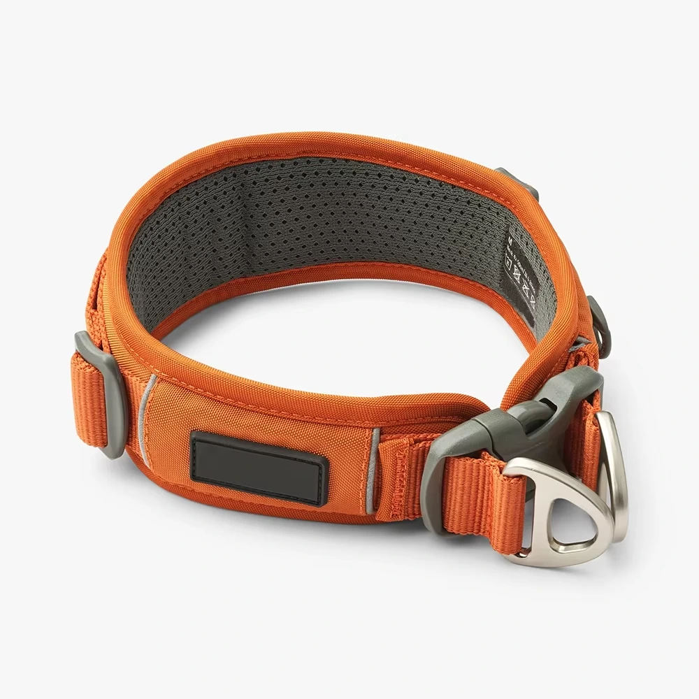 wholesale Durable Dog Collar Tactical Soft Mesh Padded Breathable Custom Rubber Logo For Training Climbing Hiking orange 1