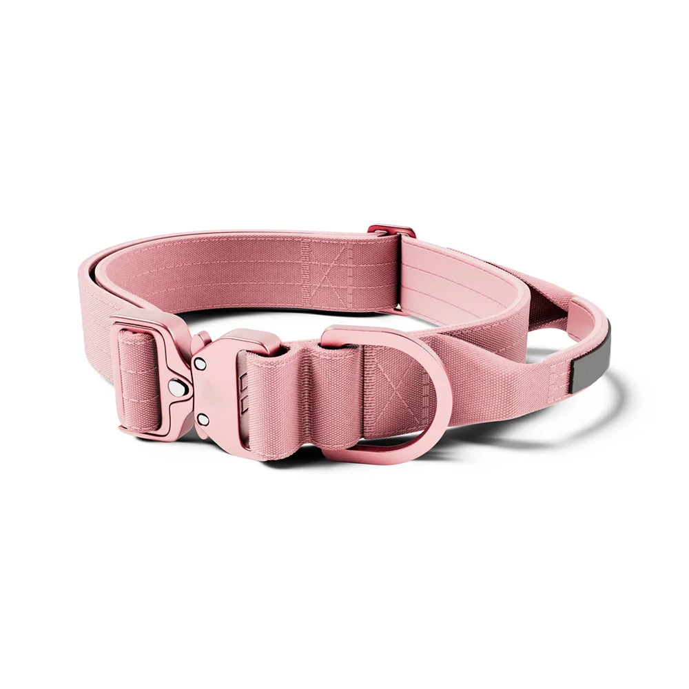 groothandel 2 Inch Heavy Duty Halsband De Nylon Verstelbare Duurzame Halsband Metalen Gesp Met Handvat roze 1