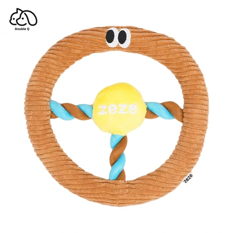 wholesale Steering Wheel Dog chewing Toy Durable TPR Rubber Bone-Shaped Steering Wheel Rope Bite-Resistant Pet Toy orange 1